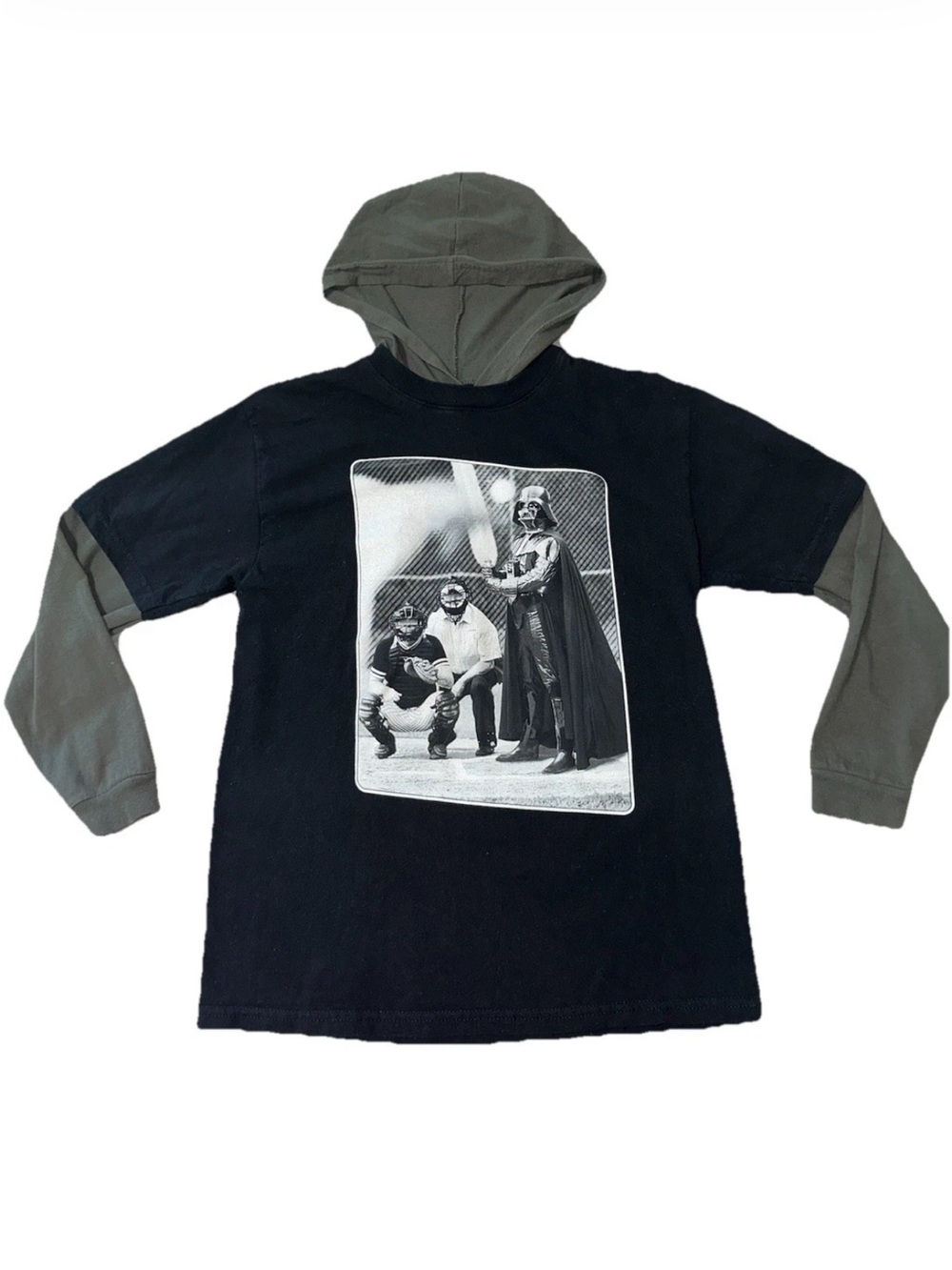 Star Wars Kid’s M Hooded Shirt Darth Vader At The Plate Baseball Layered Top